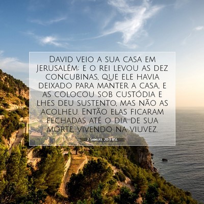 Picture 07 - 2 Samuel 20:3 BSL - David veio a sua casa em Jerusalém; e o rei - Bible Verse Picture
