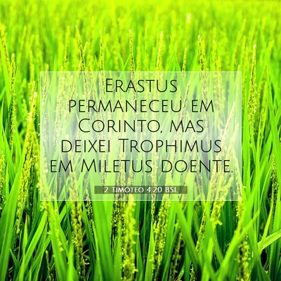 Picture 07 - 2 Timóteo 4:20 BSL - Erastus permaneceu em Corinto, mas deixei - Bible Verse Picture