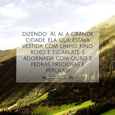 Picture 07 - Apocalipse 18:16 BSL - dizendo: 'Ai, ai, a grande cidade, ela que estava - Bible Verse Picture