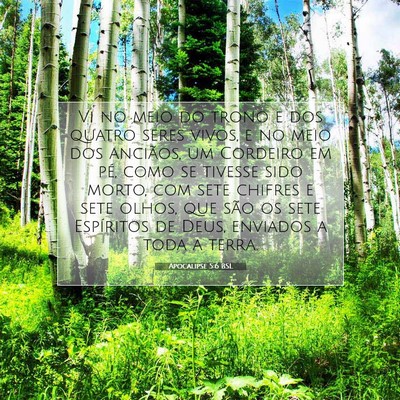 Picture 07 - Apocalipse 5:6 BSL - Vi no meio do trono e dos quatro seres vivos, e - Bible Verse Picture