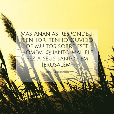 Picture 07 - Atos 9:13 BSL - Mas Ananias respondeu: “Senhor, tenho ouvido de - Bible Verse Picture