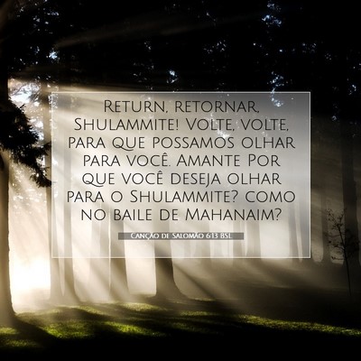 Picture 07 - Canção de Salomão 6:13 BSL - Return, retornar, Shulammite! Volte, volte, para - Bible Verse Picture