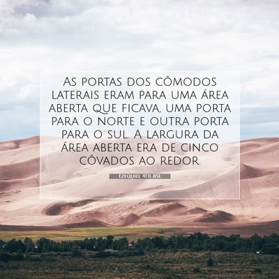 Picture 07 - Ezequiel 41:11 BSL - As portas dos cômodos laterais eram para uma - Bible Verse Picture