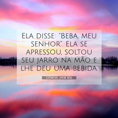 Picture 07 - Gênesis 24:18 BSL - Ela disse: “Beba, meu senhor”. Ela se - Bible Verse Picture