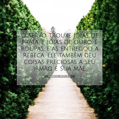 Picture 07 - Gênesis 24:53 BSL - O servo trouxe jóias de prata, e jóias de ouro, - Bible Verse Picture