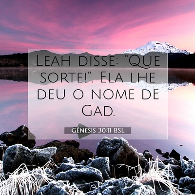 Picture 07 - Gênesis 30:11 BSL - Leah disse: “Que sorte!”. Ela lhe deu o nome - Bible Verse Picture