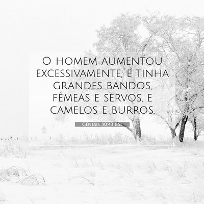 Picture 07 - Gênesis 30:43 BSL - O homem aumentou excessivamente, e tinha grandes - Bible Verse Picture