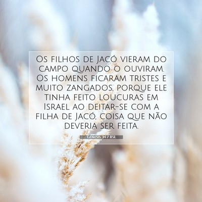 Picture 07 - Gênesis 34:7 BSL - Os filhos de Jacó vieram do campo quando o - Bible Verse Picture