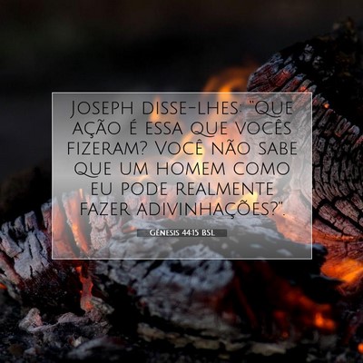 Picture 07 - Gênesis 44:15 BSL - Joseph disse-lhes: “Que ação é essa que - Bible Verse Picture