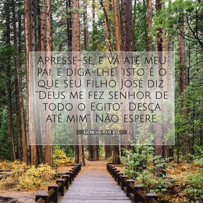Picture 07 - Gênesis 45:9 BSL - Apresse-se, e vá até meu pai, e diga-lhe: 'Isto - Bible Verse Picture