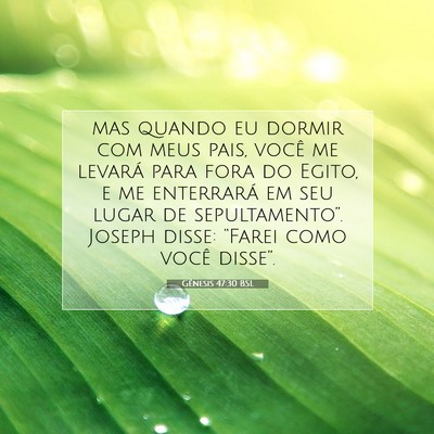 Picture 07 - Gênesis 47:30 BSL - mas quando eu dormir com meus pais, você me - Bible Verse Picture