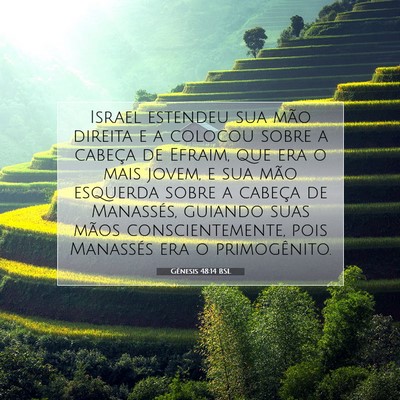 Picture 07 - Gênesis 48:14 BSL - Israel estendeu sua mão direita e a colocou - Bible Verse Picture