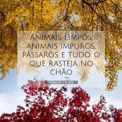 Picture 07 - Gênesis 7:8 BSL - Animais limpos, animais impuros, pássaros e tudo - Bible Verse Picture
