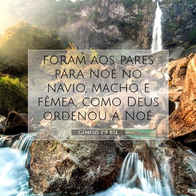 Picture 07 - Gênesis 7:9 BSL - foram aos pares para Noé no navio, macho e - Bible Verse Picture