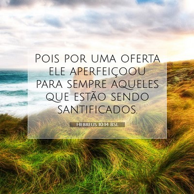 Picture 07 - Hebreus 10:14 BSL - Pois por uma oferta ele aperfeiçoou para sempre - Bible Verse Picture