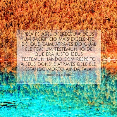 Picture 07 - Hebreus 11:4 BSL - Pela fé Abel ofereceu a Deus um sacrifício mais - Bible Verse Picture