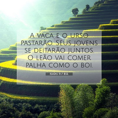 Picture 07 - Isaías 11:7 BSL - A vaca e o urso pastarão. Seus jovens se - Bible Verse Picture