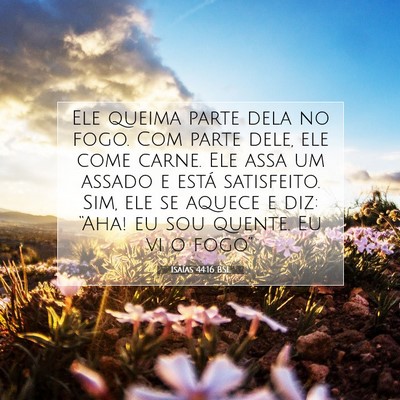 Picture 07 - Isaías 44:16 BSL - Ele queima parte dela no fogo. Com parte dele, - Bible Verse Picture