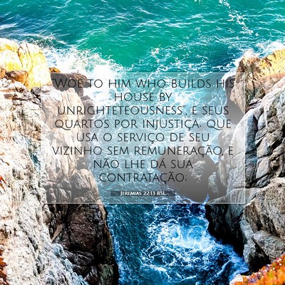 Picture 07 - Jeremias 22:13 BSL - “Woe to him who builds his house by - Bible Verse Picture