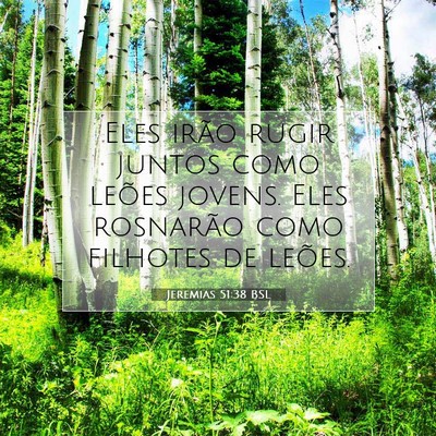 Picture 07 - Jeremias 51:38 BSL - Eles irão rugir juntos como leões jovens. Eles - Bible Verse Picture