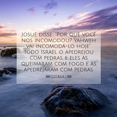 Picture 07 - Joshua 7:25 BSL - Josué disse: “Por que você nos incomodou? - Bible Verse Picture