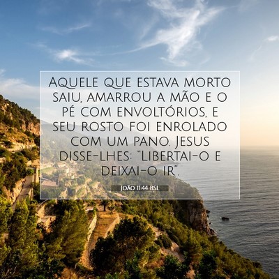 Picture 07 - João 11:44 BSL - Aquele que estava morto saiu, amarrou a mão e o - Bible Verse Picture