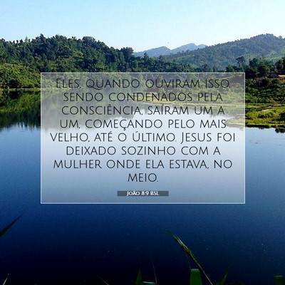 Picture 07 - João 8:9 BSL - Eles, quando ouviram isso, sendo condenados pela - Bible Verse Picture