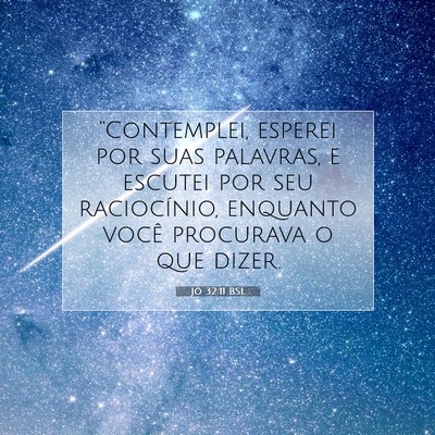 Picture 07 - Jó 32:11 BSL - “Contemplei, esperei por suas palavras, e - Bible Verse Picture