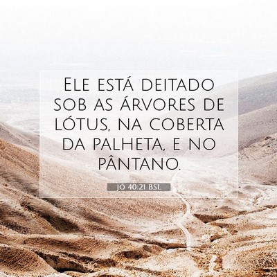 Picture 07 - Jó 40:21 BSL - Ele está deitado sob as árvores de lótus, na - Bible Verse Picture