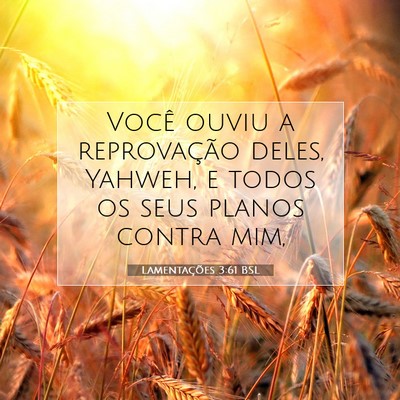 Picture 07 - Lamentações 3:61 BSL - Você ouviu a reprovação deles, Yahweh, e todos - Bible Verse Picture