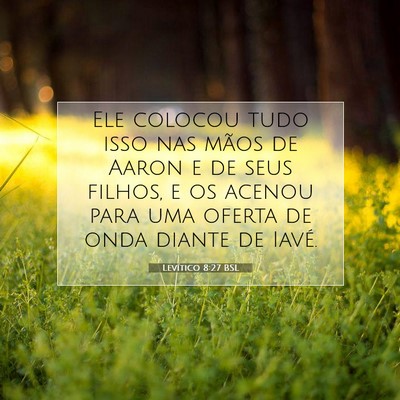Picture 07 - Levítico 8:27 BSL - Ele colocou tudo isso nas mãos de Aaron e de - Bible Verse Picture