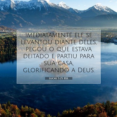 Picture 07 - Lucas 5:25 BSL - Imediatamente ele se levantou diante deles, pegou - Bible Verse Picture