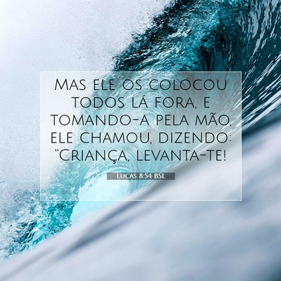 Picture 07 - Lucas 8:54 BSL - Mas ele os colocou todos lá fora, e tomando-a - Bible Verse Picture