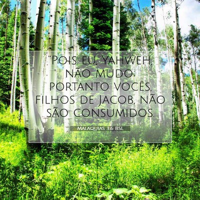 Picture 07 - Malaquias 3:6 BSL - “Pois eu, Yahweh, não mudo; portanto vocês, - Bible Verse Picture