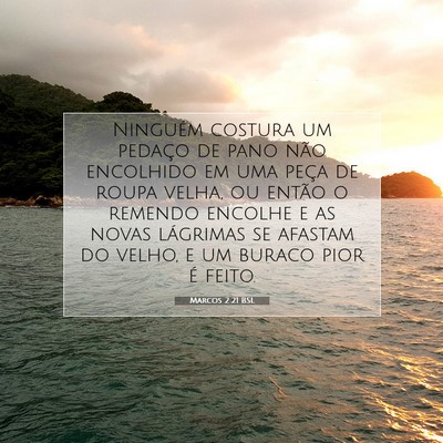 Picture 07 - Marcos 2:21 BSL - Ninguém costura um pedaço de pano não - Bible Verse Picture