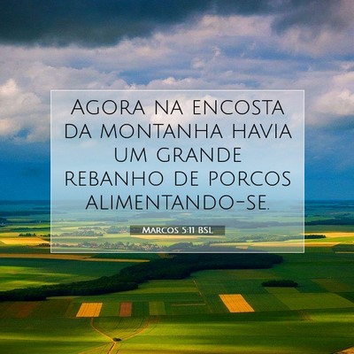 Picture 07 - Marcos 5:11 BSL - Agora na encosta da montanha havia um grande - Bible Verse Picture