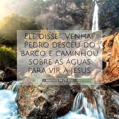 Picture 07 - Mateus 14:29 BSL - Ele disse: “Venha!” Pedro desceu do barco e - Bible Verse Picture