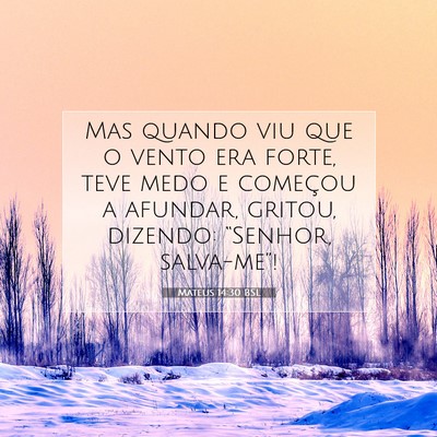 Picture 07 - Mateus 14:30 BSL - Mas quando viu que o vento era forte, teve medo e - Bible Verse Picture