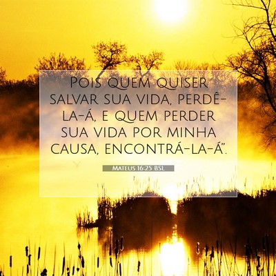 Picture 07 - Mateus 16:25 BSL - Pois quem quiser salvar sua vida, perdê-la-á, e - Bible Verse Picture