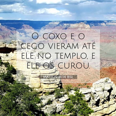 Picture 07 - Mateus 21:14 BSL - O coxo e o cego vieram até ele no templo, e ele - Bible Verse Picture