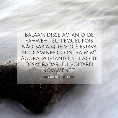 Picture 07 - Números 22:34 BSL - Balaam disse ao anjo de Yahweh: “Eu pequei, - Bible Verse Picture