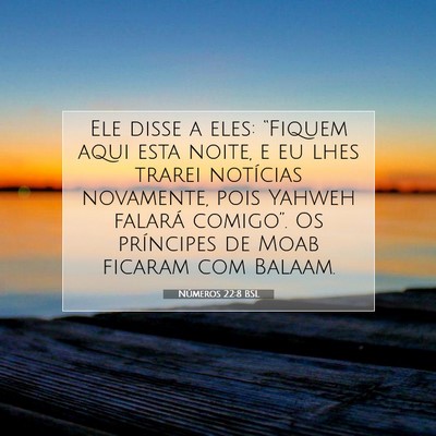 Picture 07 - Números 22:8 BSL - Ele disse a eles: “Fiquem aqui esta noite, e eu - Bible Verse Picture