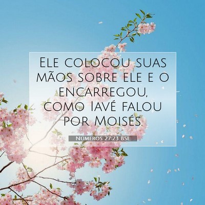 Picture 07 - Números 27:23 BSL - Ele colocou suas mãos sobre ele e o encarregou, - Bible Verse Picture