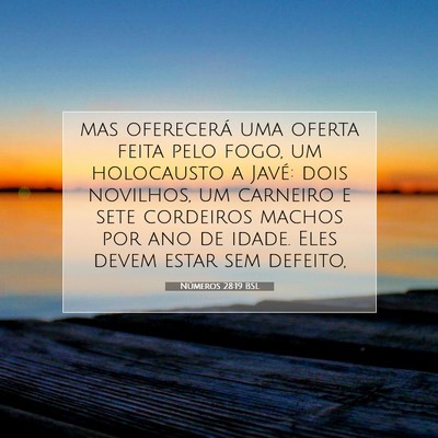Picture 07 - Números 28:19 BSL - mas oferecerá uma oferta feita pelo fogo, um - Bible Verse Picture
