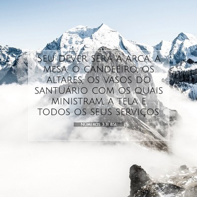 Picture 07 - Números 3:31 BSL - Seu dever será a arca, a mesa, o candeeiro, os - Bible Verse Picture