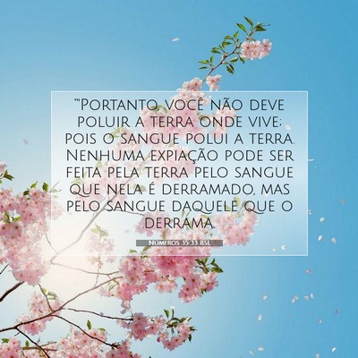 Picture 07 - Números 35:33 BSL - “'Portanto, você não deve poluir a terra onde - Bible Verse Picture