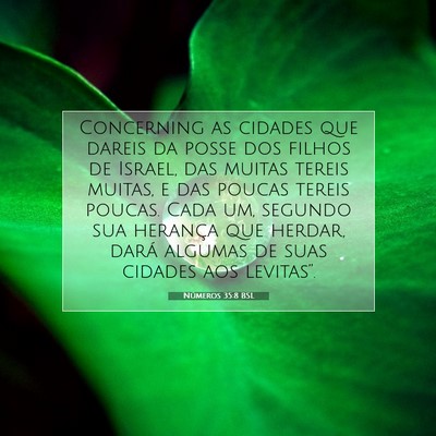 Picture 07 - Números 35:8 BSL - Concerning as cidades que dareis da posse dos - Bible Verse Picture