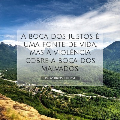 Picture 07 - Provérbios 10:11 BSL - A boca dos justos é uma fonte de vida, mas a - Bible Verse Picture