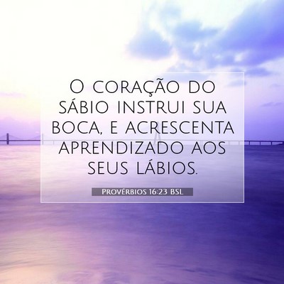 Picture 07 - Provérbios 16:23 BSL - O coração do sábio instrui sua boca, e - Bible Verse Picture