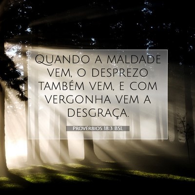 Picture 07 - Provérbios 18:3 BSL - Quando a maldade vem, o desprezo também vem, e - Bible Verse Picture